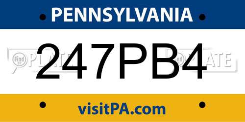 247PB4 Pennsylvania License Plate