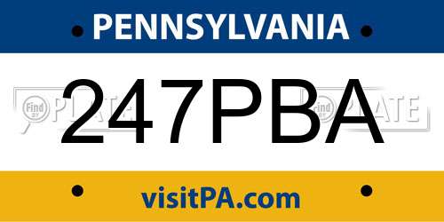 247PBA Pennsylvania License Plate