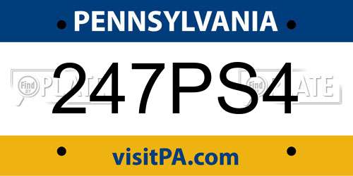 247PS4 Pennsylvania License Plate