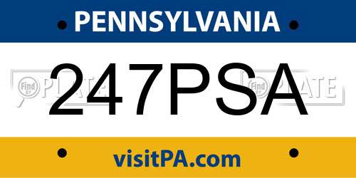 247PSA Pennsylvania License Plate