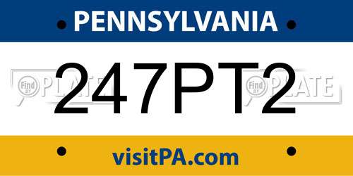 247PT2 Pennsylvania License Plate