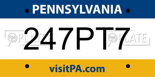247PT7 Pennsylvania License Plate