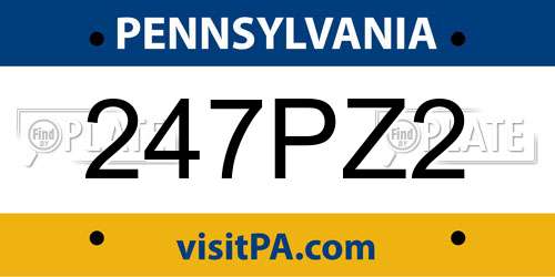 247PZ2 Pennsylvania License Plate