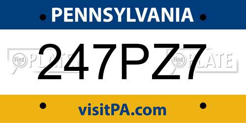247PZ7 Pennsylvania License Plate