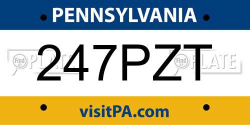 247PZT Pennsylvania License Plate