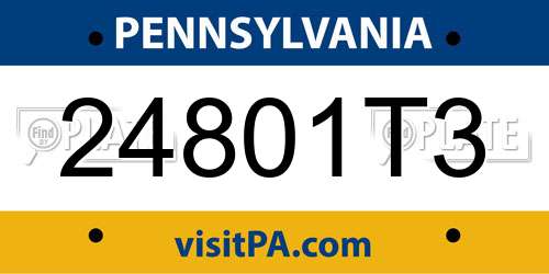 24801T3 Pennsylvania License Plate