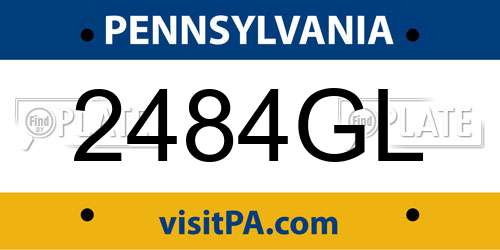 2484GL Pennsylvania License Plate