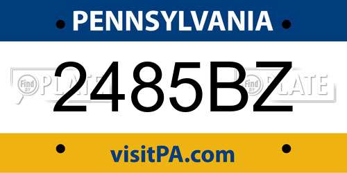 2485BZ Pennsylvania License Plate