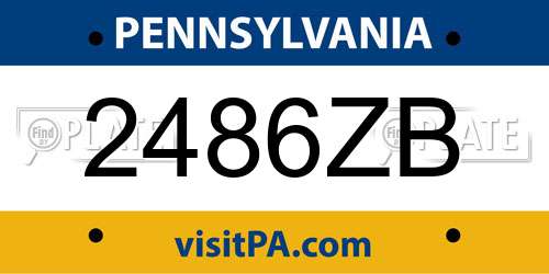 2486ZB Pennsylvania License Plate