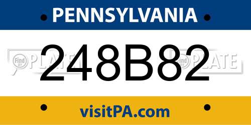 248B82 Pennsylvania License Plate