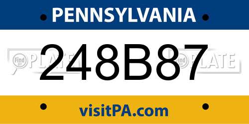 248B87 Pennsylvania License Plate