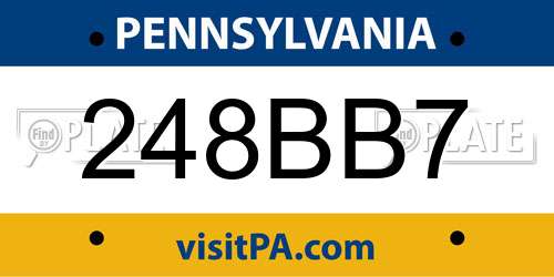 248BB7 Pennsylvania License Plate
