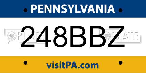 248BBZ Pennsylvania License Plate