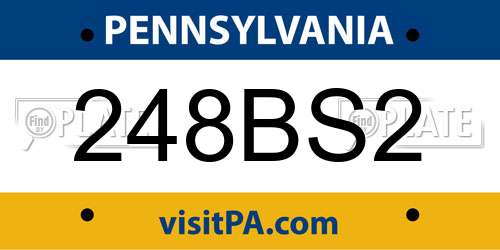248BS2 Pennsylvania License Plate