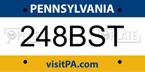 248BST Pennsylvania License Plate
