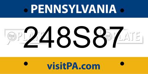 248S87 Pennsylvania License Plate