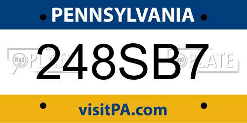 248SB7 Pennsylvania License Plate
