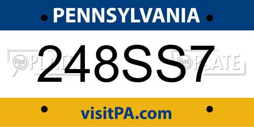 248SS7 Pennsylvania License Plate