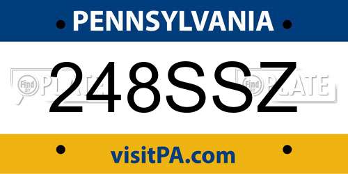 248SSZ Pennsylvania License Plate