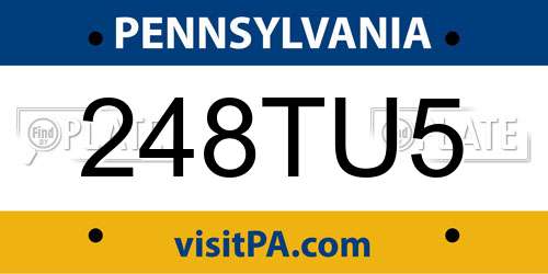 248TU5 Pennsylvania License Plate