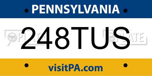 248TUS Pennsylvania License Plate