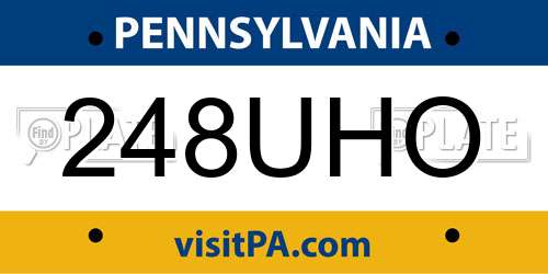 248UHO Pennsylvania License Plate