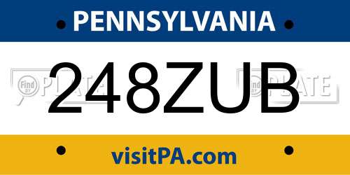 248ZUB Pennsylvania License Plate