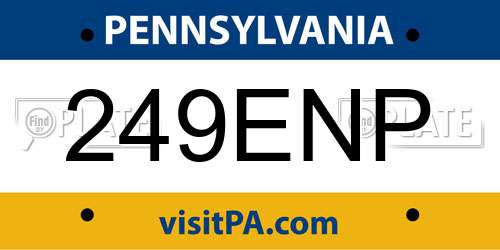 249ENP Pennsylvania License Plate