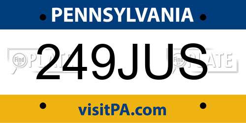 249JUS Pennsylvania License Plate