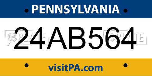 24AB564 Pennsylvania License Plate