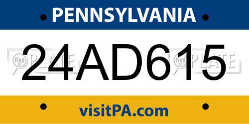 24AD615 Pennsylvania License Plate