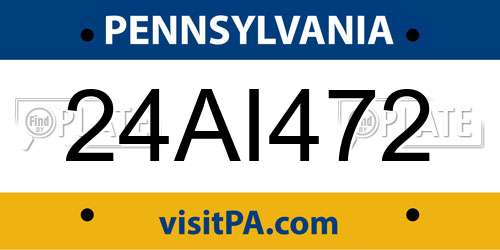 24AI472 Pennsylvania License Plate