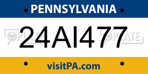 24AI477 Pennsylvania License Plate