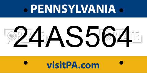 24AS564 Pennsylvania License Plate