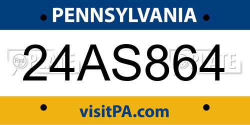 24AS864 Pennsylvania License Plate