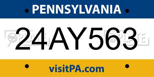 24AY563 Pennsylvania License Plate