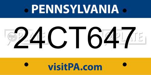 24CT647 Pennsylvania License Plate
