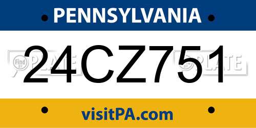 24CZ751 Pennsylvania License Plate