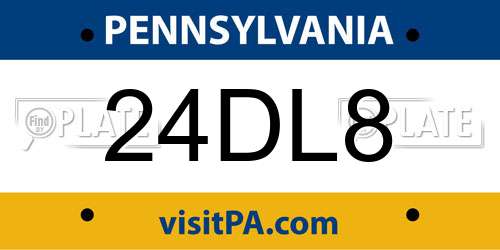 24DL8 Pennsylvania License Plate