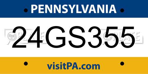 24GS355 Pennsylvania License Plate