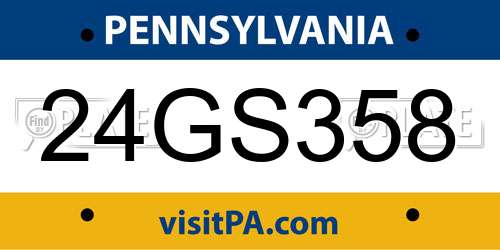 24GS358 Pennsylvania License Plate