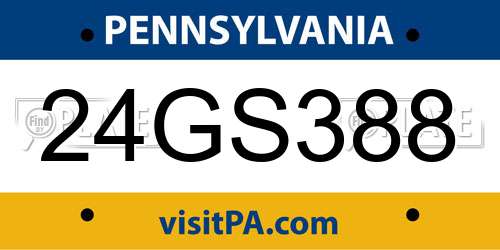 24GS388 Pennsylvania License Plate