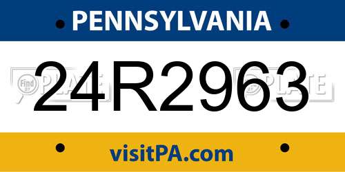 24R2963 Pennsylvania License Plate