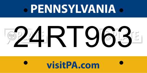 24RT963 Pennsylvania License Plate