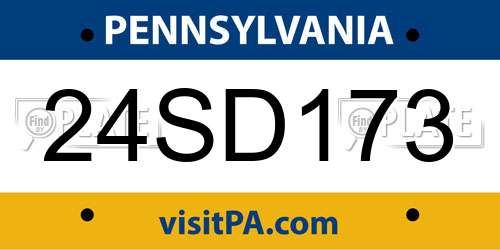 24SD173 Pennsylvania License Plate