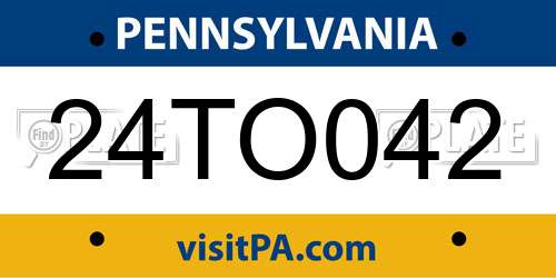 24TO042 Pennsylvania License Plate