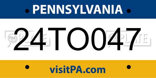 24TO047 Pennsylvania License Plate