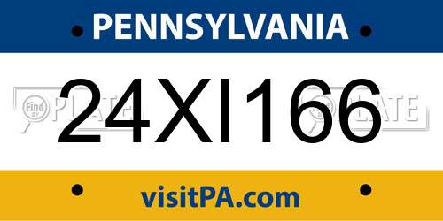 24XI166 Pennsylvania License Plate