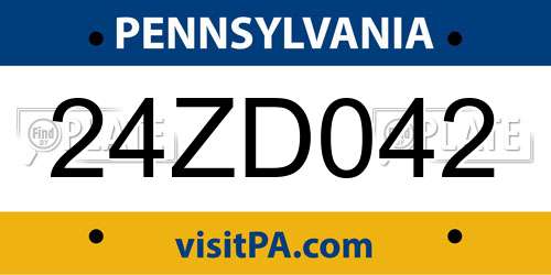 24ZD042 Pennsylvania License Plate