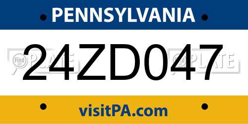 24ZD047 Pennsylvania License Plate
